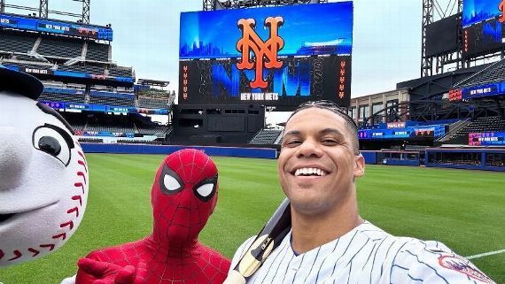 Juan Soto comparte escena con Spider-Man en promoción de nueva película de Marvel