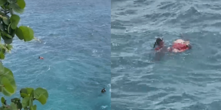 Bomberos enfrentan fuerte oleaje para recuperar cuerpo hallado en el mar Caribe