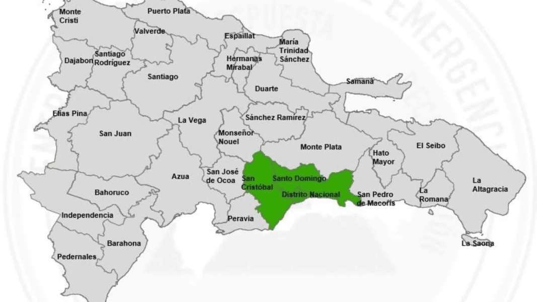 COE coloca Distrito Nacional, Santo Domingo y San Cristóbal en alerta verde por lluvias