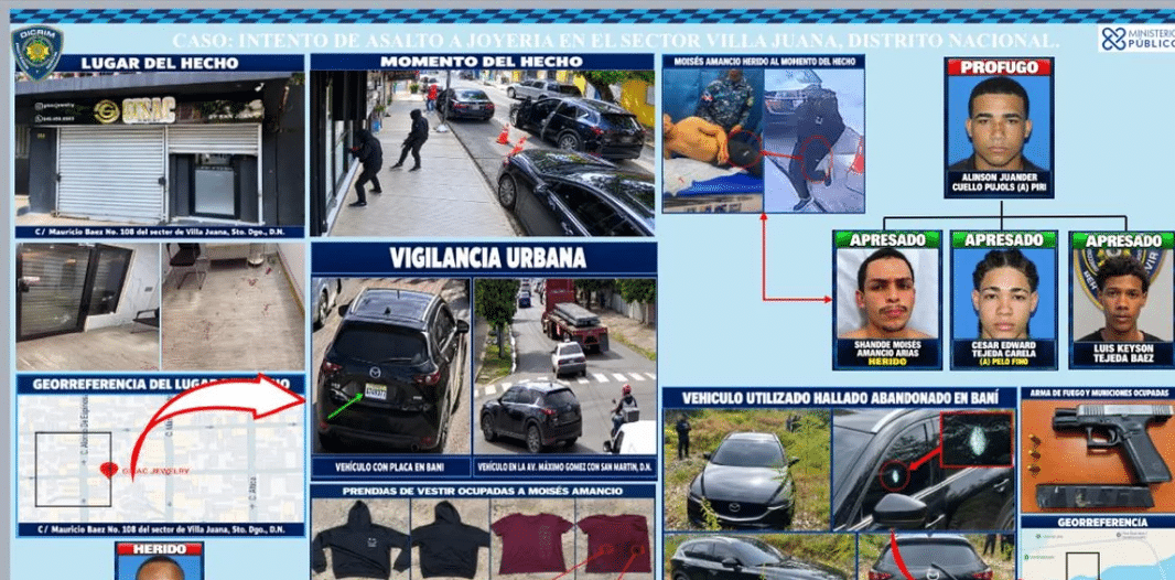 Apresan a tres por asalto frustrado a joyería en Villa Juana